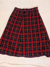 Vintage Pendleton 100 Wool Skirt Tartan USA Sz 10 Red Black Plaid Pleat