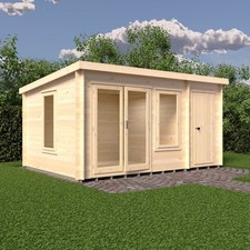 GARDEN LOG CABIN OFFICE SHED WORKSHOP WOODEN OPENING WINDOW SIDE 14x10 OUTDOOR