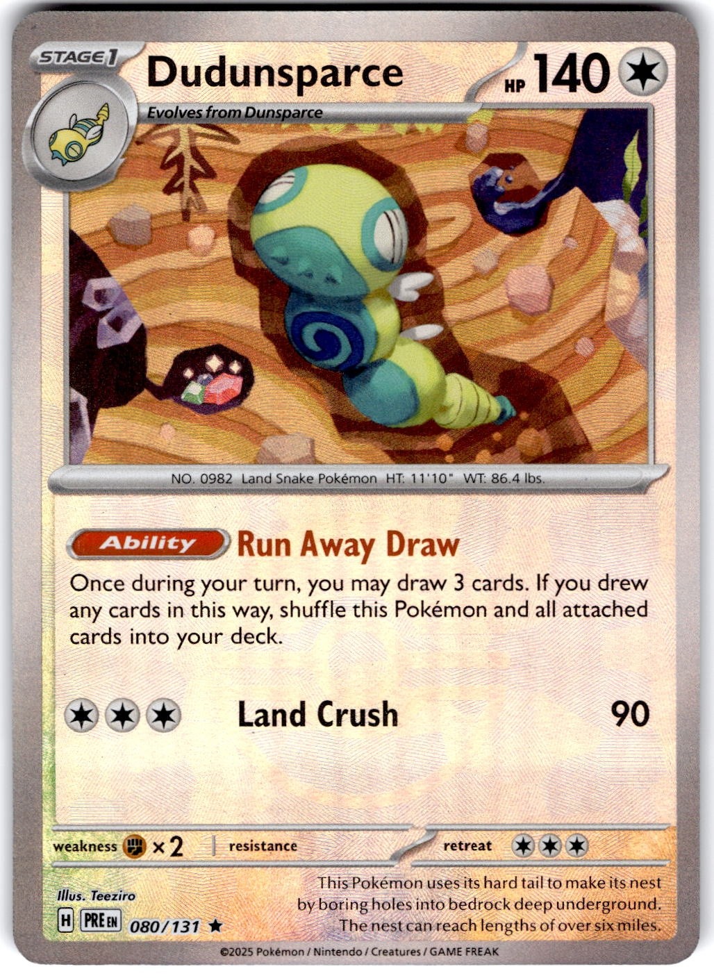Pokemon Dudunsparce Prismatic Evolutions 80/131 Pokeball Holo Near Mint English