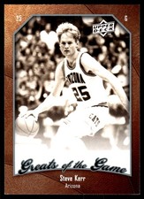Steve Kerr 2009-10 Upper Deck Greats of the Game #11 Arizona Wildcats NBA READ