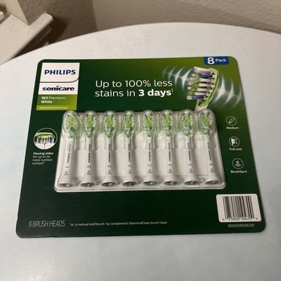 8 Pack Philips Sonicare W3 Premium White Replacement Tooth Brush Head NEW