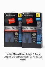 Hanes Mens Boxer Briefs 6 Pack Large L 36-38 Comfort Flex Fit Stretch Mesh