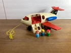 VTG 1970 Fisher Price Play Family Fun Jet Airplane 183 w/Pilot String & 3 People