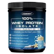 ZEBORA Whey Protein Powder, Vanilla Flavor, Grass Fed Whey Protein Isolate, 2...