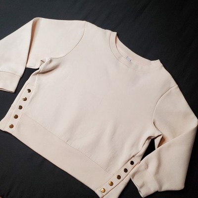 Varley Women's Size M Hardy Side-Snap Sweatshirt Beige