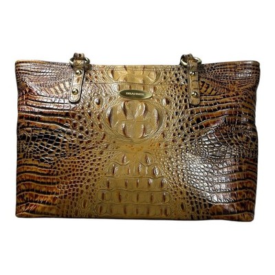 Brahmin Melbourne Croc Embossed Leather Tote Bag Toasted Multi