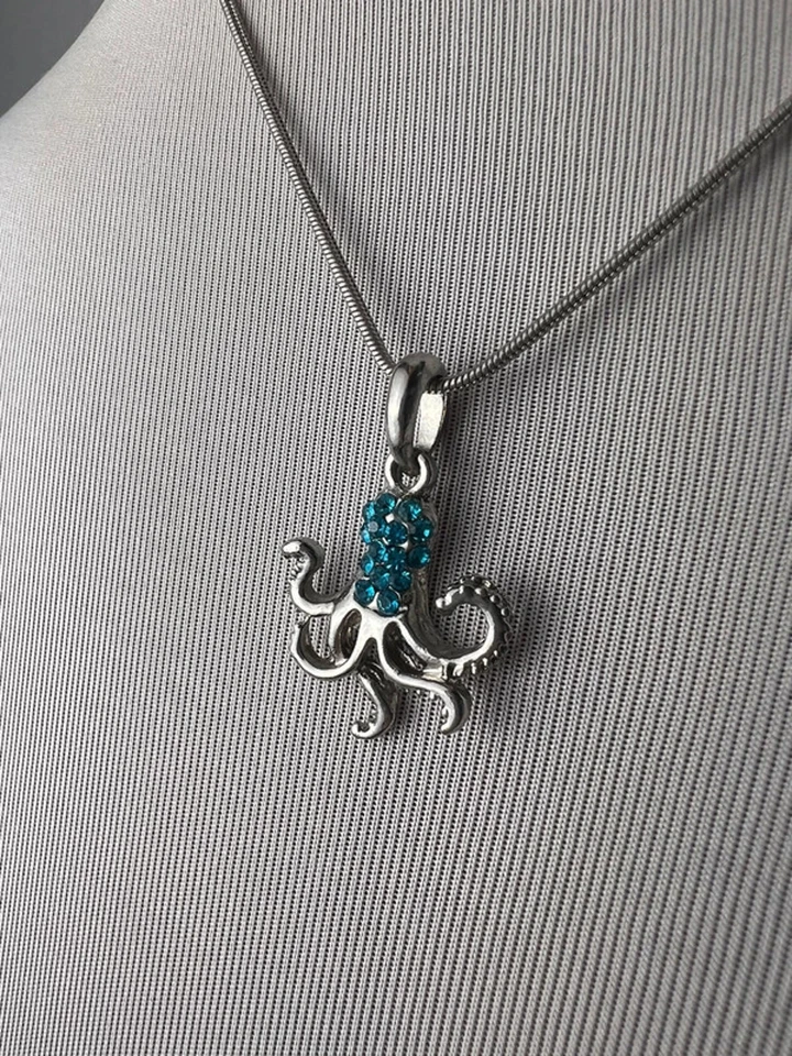 silver octopus charm summer beachy necklace - Image 3 of 4