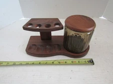 VINTAGE SMOKING PIPE ESTATE STAND HOLDER RACK 4 PIPE WOOD WOODEN HOLDER TOBACCO