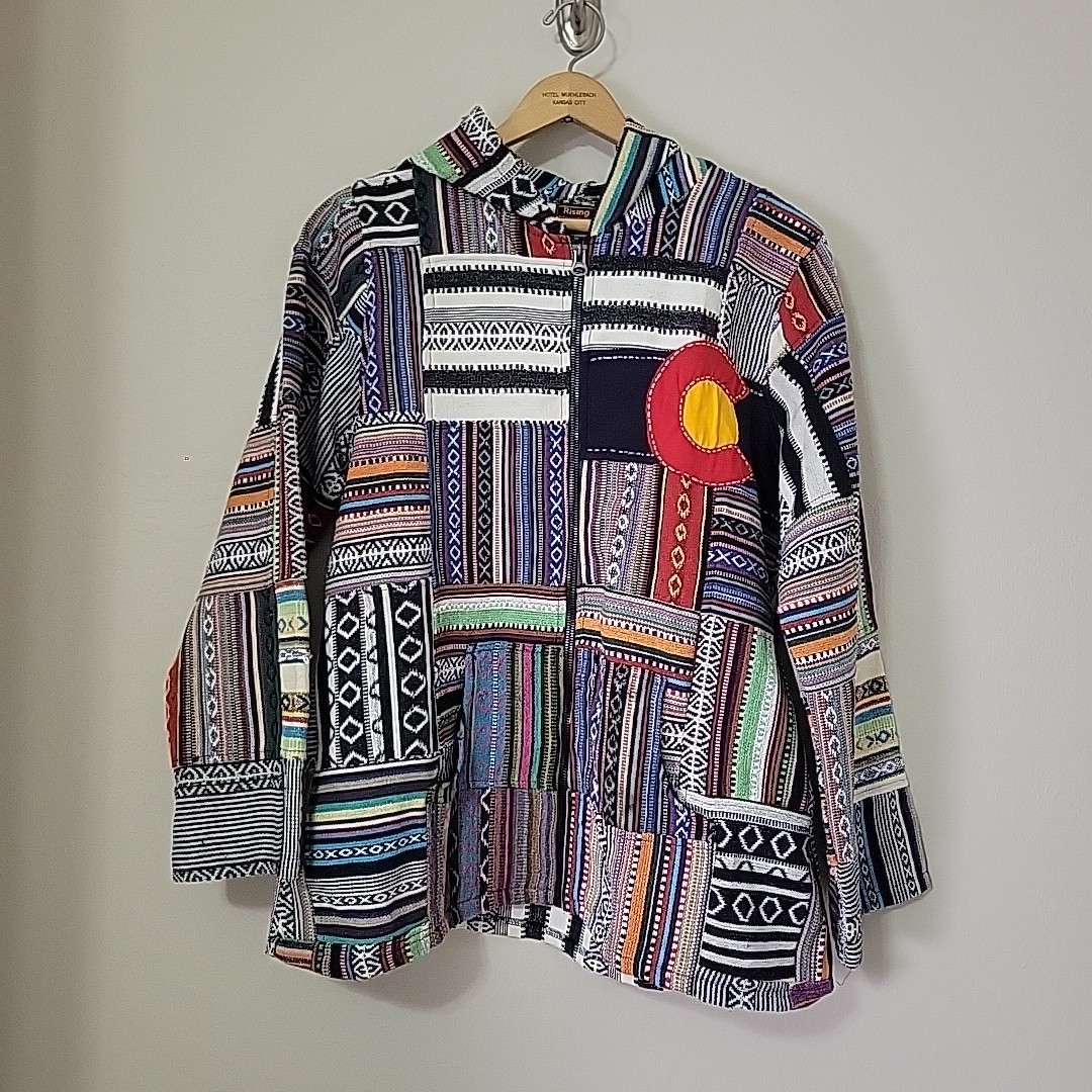 Rising International Patchwork Full Zip Hoodie Co… - image 2