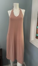 J. Crew Blush Halter Neck Midi Dress Petite Medium Open Back Adjustable Tie
