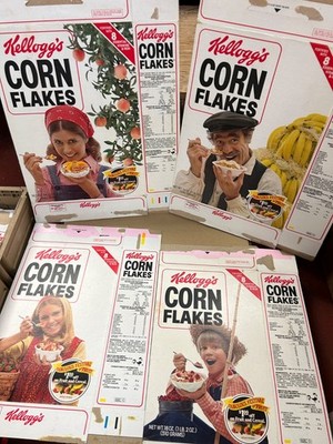 Bundle! 4 - 1981 Kellogg's Corn Flakes Cereal Box Fabulous Festival of Fruit