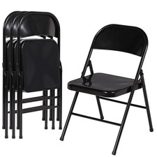 Metal Folding Chairs 4 Pack, Double Hinged Steel Frame Easy Foldable Stackabl...
