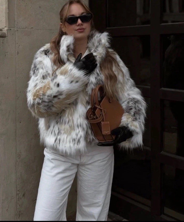 ZARA ZW COLLECTION FAUX FUR JACKET BLACK ECRU NEW FW25/26 SIZE S 4360/243 thumbnail 4