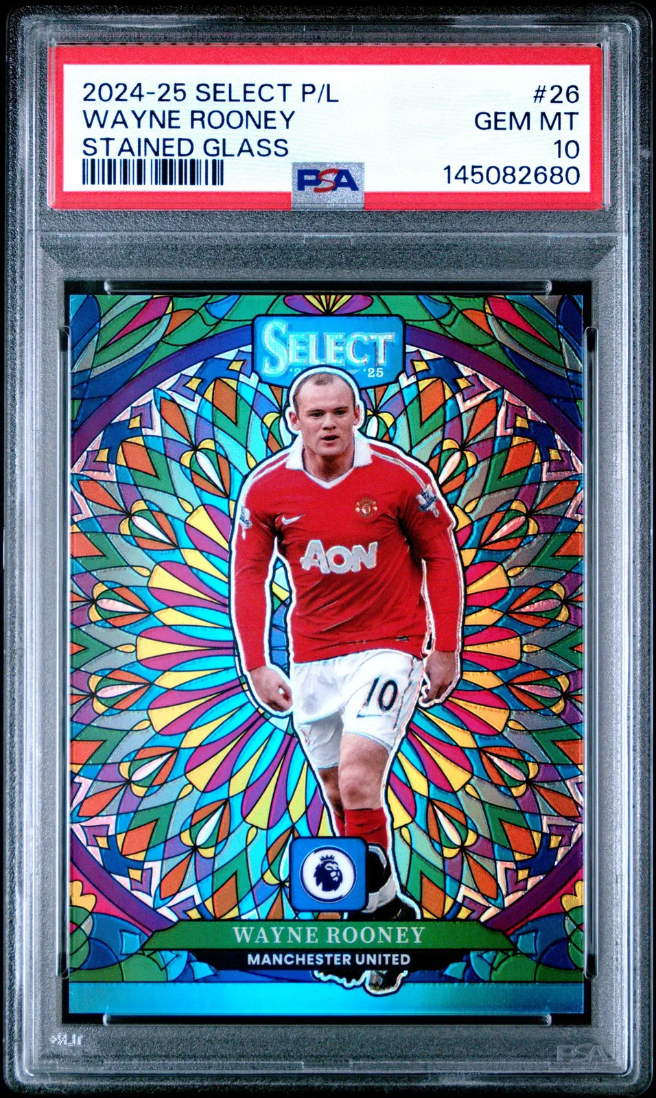 WAYNE ROONEY 2024-25 Panini Select Premier League Stained Glass SSP #26 PSA 10