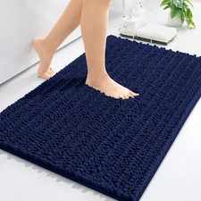 Arotive Luxury Chenille Bathroom Rug Mat, Extra Soft Thick 30" x 20", Navy 