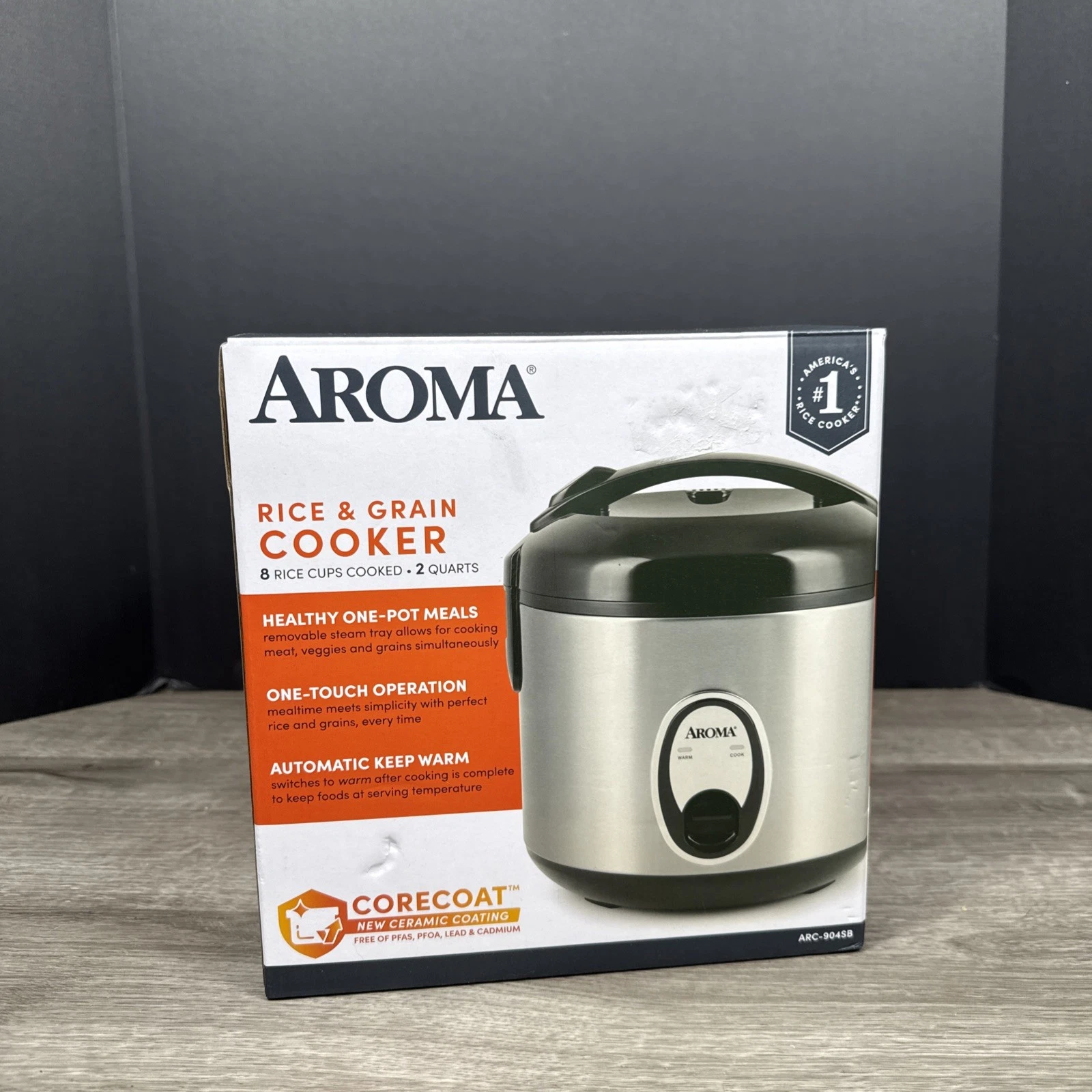 Aroma 8 Cup Rice Cooker - Stainless Steel ARC-904SB