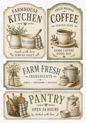 Reispapier-Motiv Strohseide-Decoupage-Vintage-Farmhouse Kitchen-Farm-200843