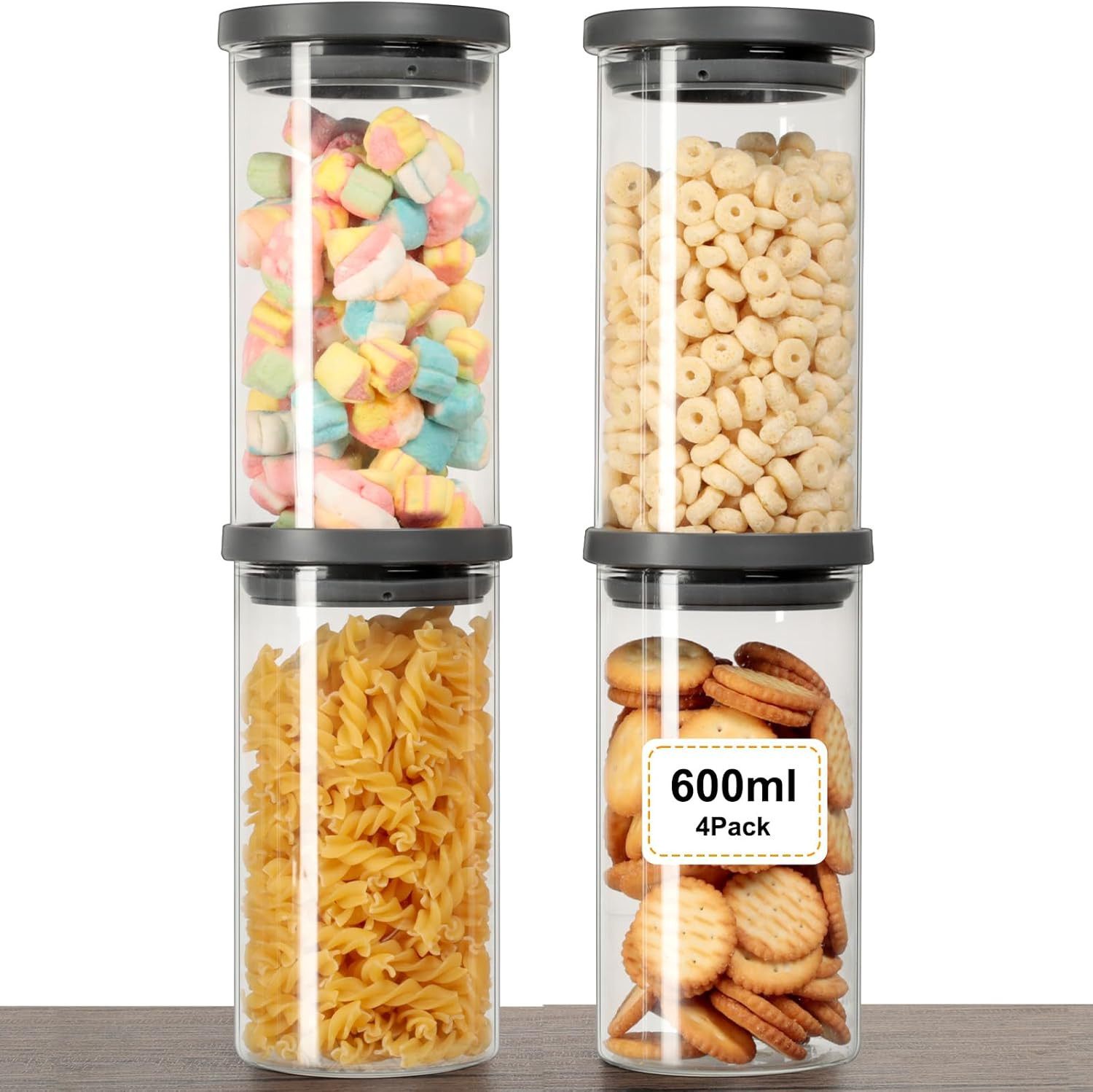 Set 4 Barattoli Vetro Borosilicato Ermetici - Conservazione Cucina Top