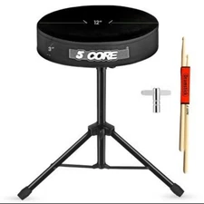 5 Core Drum Throne 3" Padded Comfortable Guitar Stool Adjustable Drummer Chair