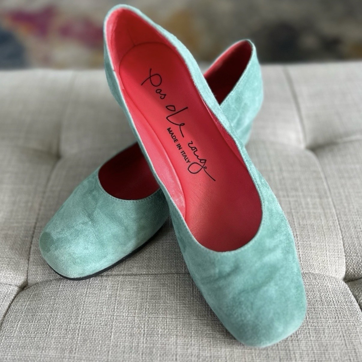 Pas De Rouge Suede Wedge Dress Shoes - Women’s Turquoise - Size 37