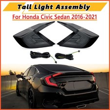 Smoked Tail Lights For 2016-2021 Honda Civic Sedan Led Rear Lamps W Sequential