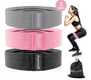 New Hosetop FABRIC RESISTANCE BANDS 3pk Exercise Fitness Black Pink Grey ~L@@K!