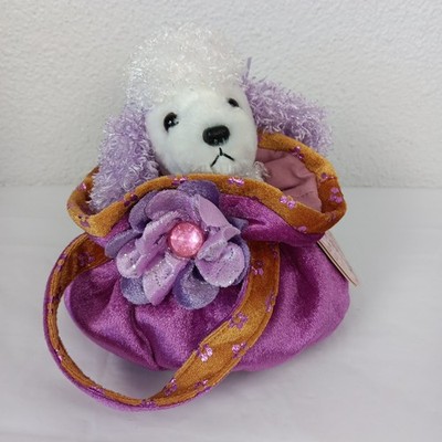 Aurora World Fancy Pals Plush Poodle Toy White and Lavender Purse Pouch