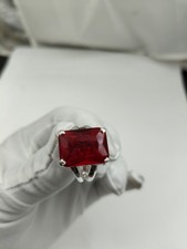 Handmade Garnet Gemstone Ring Silver Plated Statement Jewelry Gift