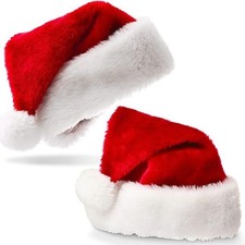Extra Thick Plush Santa Hat For Adults Unisex Xmas Christmas Party Supplies