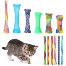 Leitee 60 Pcs Cat Spring Toys Kitten Colorful Fun Tubes Indoor Random Colors