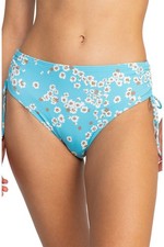 Roxy Juniors Beach Classic Mood Lace-Up Bikini Bottom L Maui Blue Margarita NWT