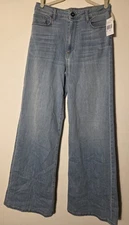 Edyson Valentino Wide Leg Jeans Womens 30 High Rise Light Wash Stretch NWT