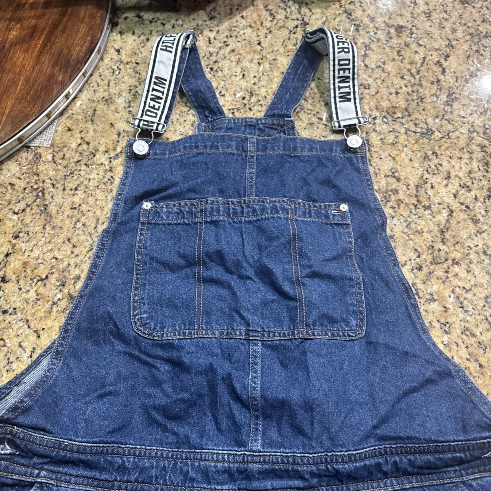 Authentic Tommy Hilfiger Cottom Denim Men Unisex Overalls Blue Wash Jumpsuit xl