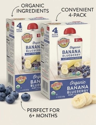 Earth s Best Organic Banana Blueberry Baby Food Pouch (16 Pouches 4x4) Exp 12/25