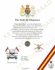 The Royal Lancers Oath Of Allegiance Certificate- British Army Gift