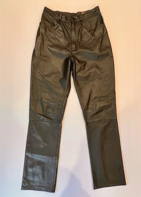 VTG 80s 90s Rem Garson High Rise Black Straight Leg Leather Pants Size 8 Moto