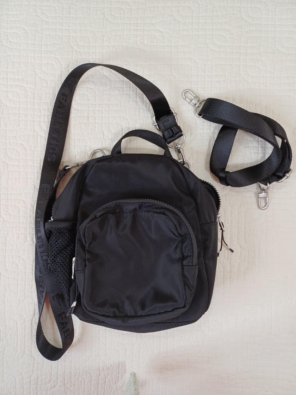 Fabletics Mini Black Backpack Bag Adjustable Stra… - image 1