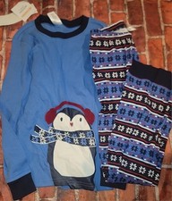 Gymboree Outlet Boys Penguin Christmas Pjs Pajama Set 10 New
