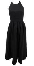 Reformation Percy Linen Halter Midi Dress Womens 10 Open Low Back Black Maxi New