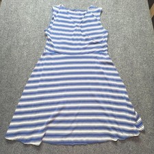 Talbots Blue White Striped Sleeveless Surplice Wrap Dress Cotton Modal Stretch L