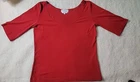 agnes b Shirt Size 1 Womens Red Stretch Top Knit Scoop Neck