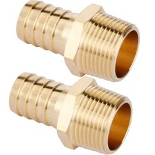 2pcs Brass Hose Barb Fitting, Adapter, NPT Male to 3/4" Barb x 3/4" NPT Male