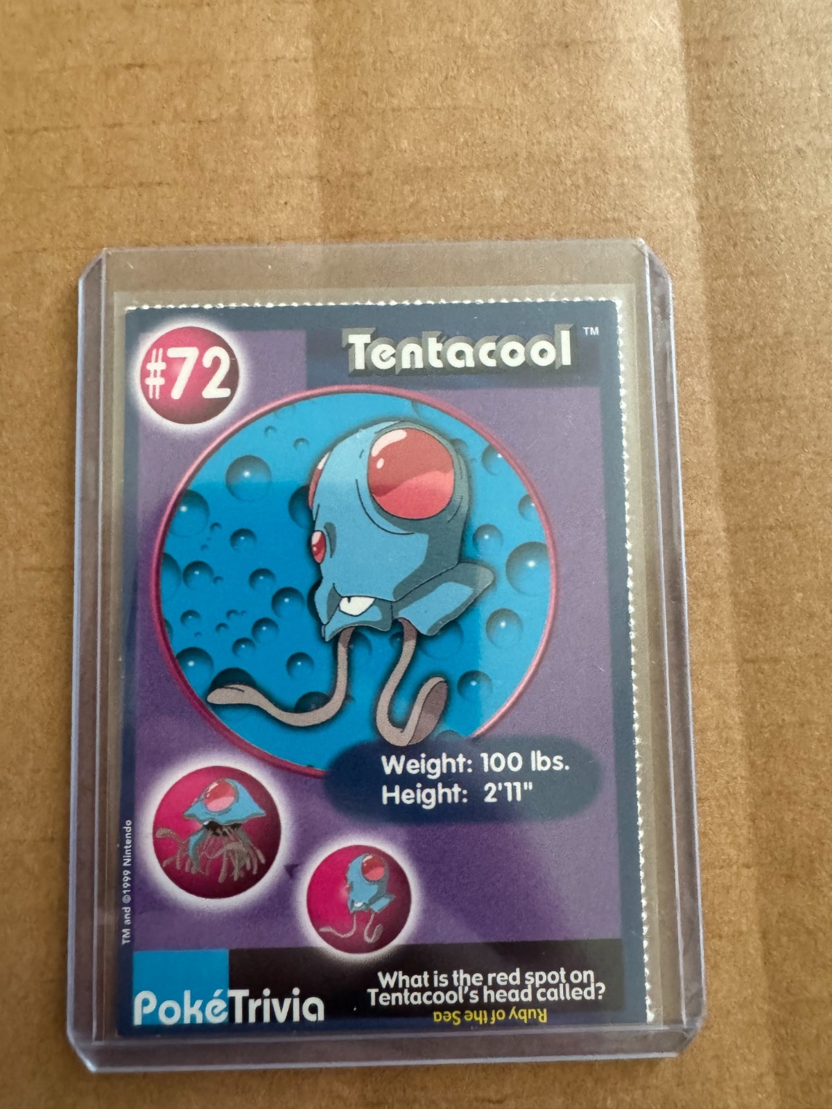 1999 Pokemon Burger King PokeTrivia Movie Card '#72 Tentacool', Original 151