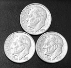 1953 P-D-S 10c SILVER Roosevelt Dimes, Lot of 3 Coins, Year Set.     (R186)