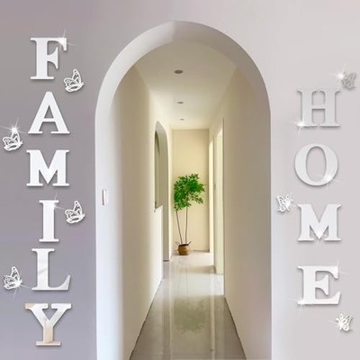 3D Family Wall Decor, Acrylic Home Letter Signs Mirror Wall Stickers, DIY 