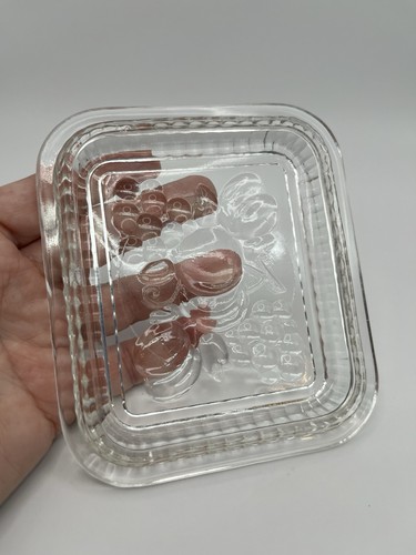 Vintage Clear Ribbed Glass Square Refrigerator Dish With Fruit Lid Only - Picture 4 of 6