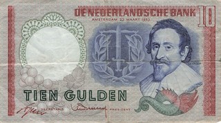 Netherlands 10 Gulden 1953