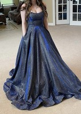Sherri Hill Blue Full Tulle Gown Blue Shimmery Color Changing Size 0