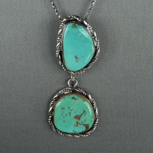 Navajo Turquoise Double Silver Pendant