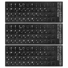 Hebrew Keyboard Stickers Black Background W White Lettering 3Pcs